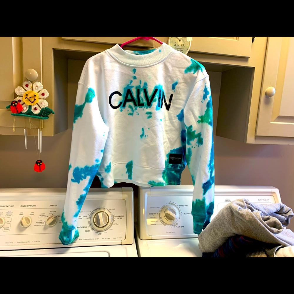 Tie dye Calvin Klein cropped sweatshirt